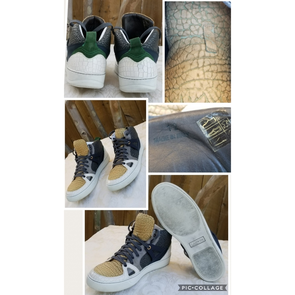 Auth Lanvin Paris high top sneakers tennis shoes - Picture 15 of 16